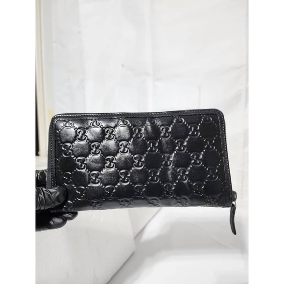 Authentic Gucci Guccissima Zip Around Long Wallet Black - Picture 3 of 13